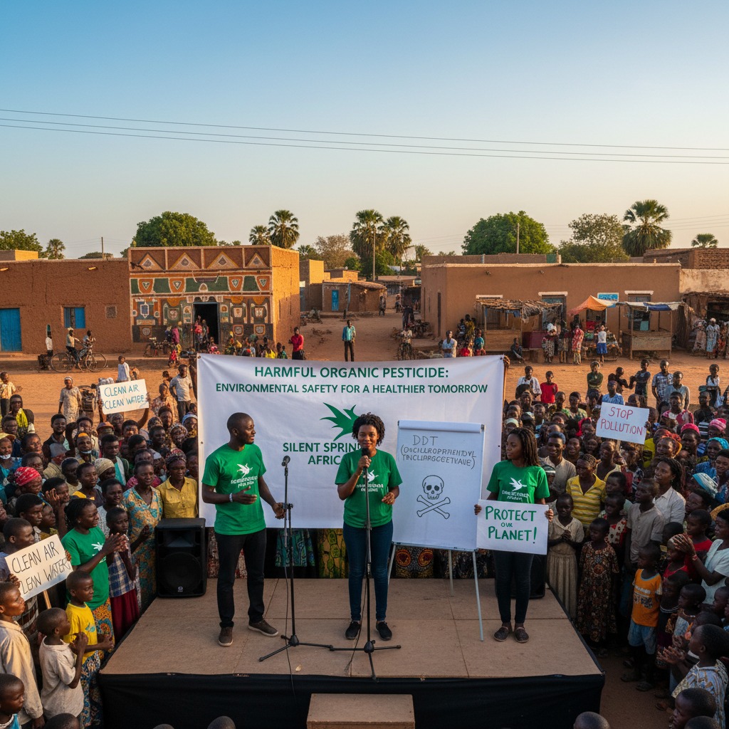 Generate an image of silent springs africa in branded lab coats leading a community public health drive by attending to a family affected by jiggers
