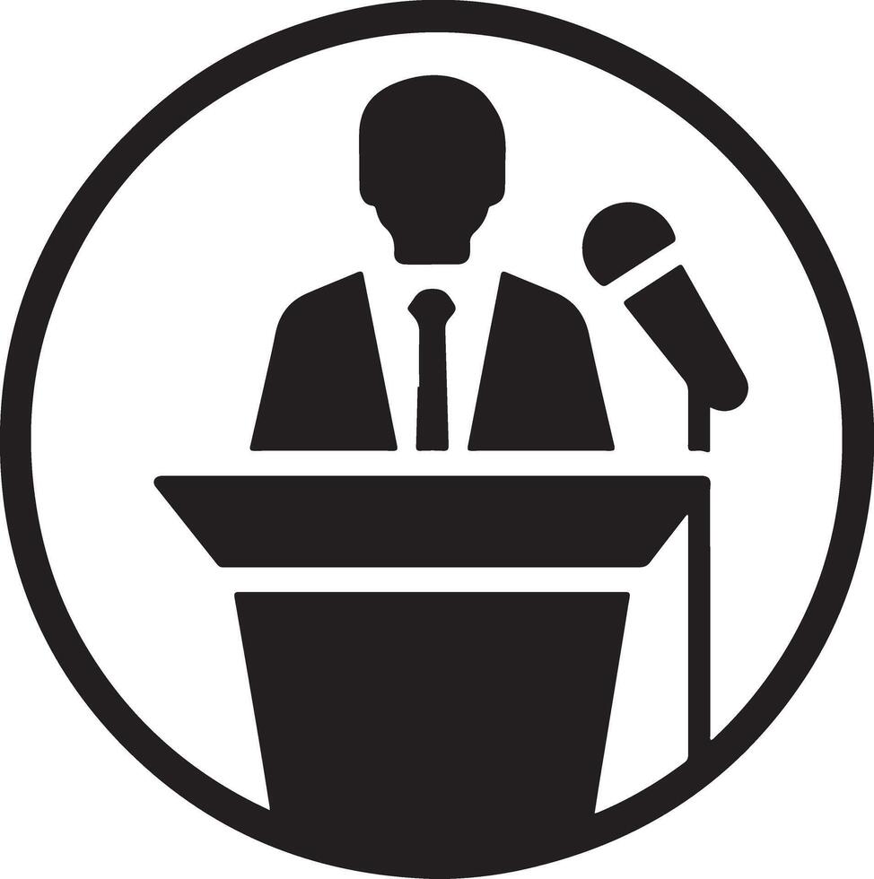 podium icon person public speech for presentation white background 34 vector